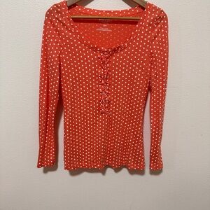 Old Navy Red Polka Dot Long Sleeve Tee